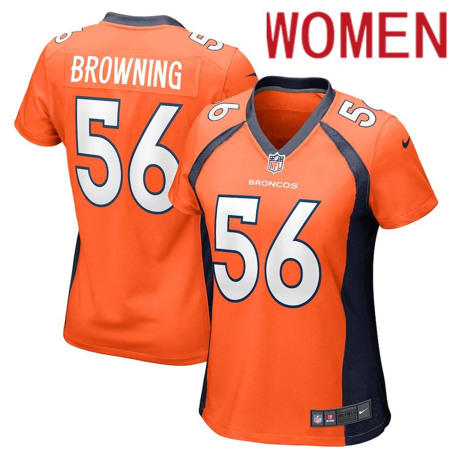 Women Denver Broncos 56 Baron Browning Nike Orange Nike Game NFL Jersey